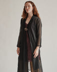 Black Sheer Silk + Cotton Robe