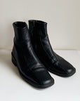 Ink Flat Leather Ankle Boots | Size 36