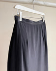 Black Brushed Silk Midi Skirt