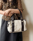 Ivory + Black Mini Duffle Purse