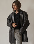 Ebony Long Leather Cocoon Jacket