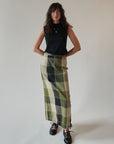 Olive Patchwork Maxi Skirt