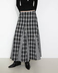 Cubic | Cotton Patchwork Check A-Line Maxi Skirt