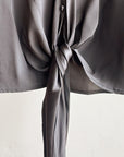Slate Gray Silk Tie Blouse - Hey Jude