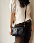 Carbon Leather Mini Crossbody Bag - Hey Jude