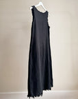 Ink Linen Fringe Hem Dress