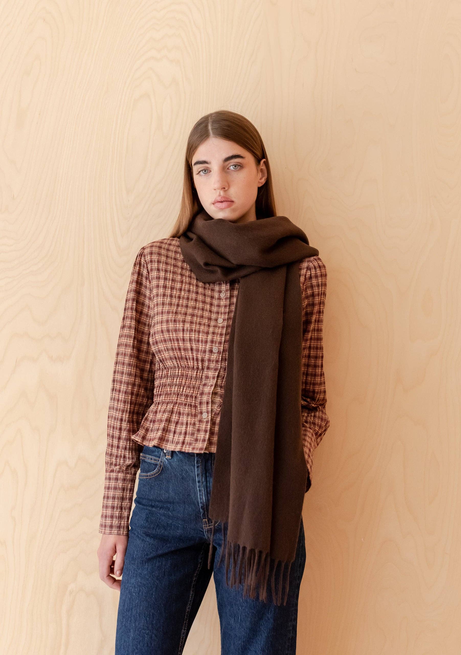 TBCo | Lambswool Oversized Scarf in Chocolate