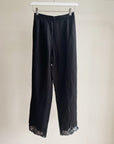 Black Capris with Floral Embroidery