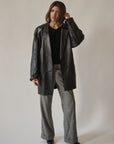 Ebony Long Leather Cocoon Jacket