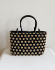 Floral Beaded Top Handle Bag
