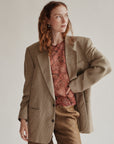 Champage Silk + Wool Pin Dot Blazer