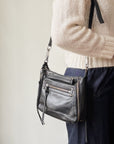 Onyx Silver Hardware Leather Crossbody Bag