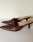Russet Leather Kitten Heel Mules | Size 8 - Hey Jude