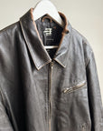 Coffee Leather Zipped Bomber