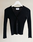 Raven Ribbed Wool V-Neck Cardigan