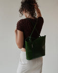 Emerald Textured Convertible Leather Backpack