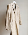 Cream Leather Long Coat