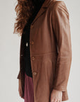 Cognac Leather Midi Jacket