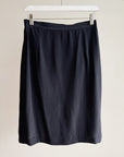 Black Brushed Silk Midi Skirt