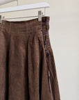 Brown Corduroy Flare Skirt