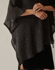 Charcoal Mohair Knit Hooded Cape