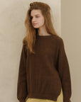 Lèmme | Cashmere Blend Ribbed Crewneck Sweater in Tobacco