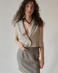 Taupe Cropped Blazer Vest