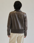Brown Leather Bomber Jacket