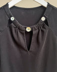 Onyx Keyhole Button Tank Top