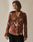 Autumnal Geometric Silk Blouse