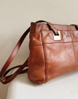 Cognac Leather Shoulder Bag