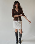Brown Contrast Trim Cardigan