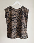 Black & Beige Silk Top