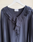 Midnight Layered Ruffle Silk Blouse