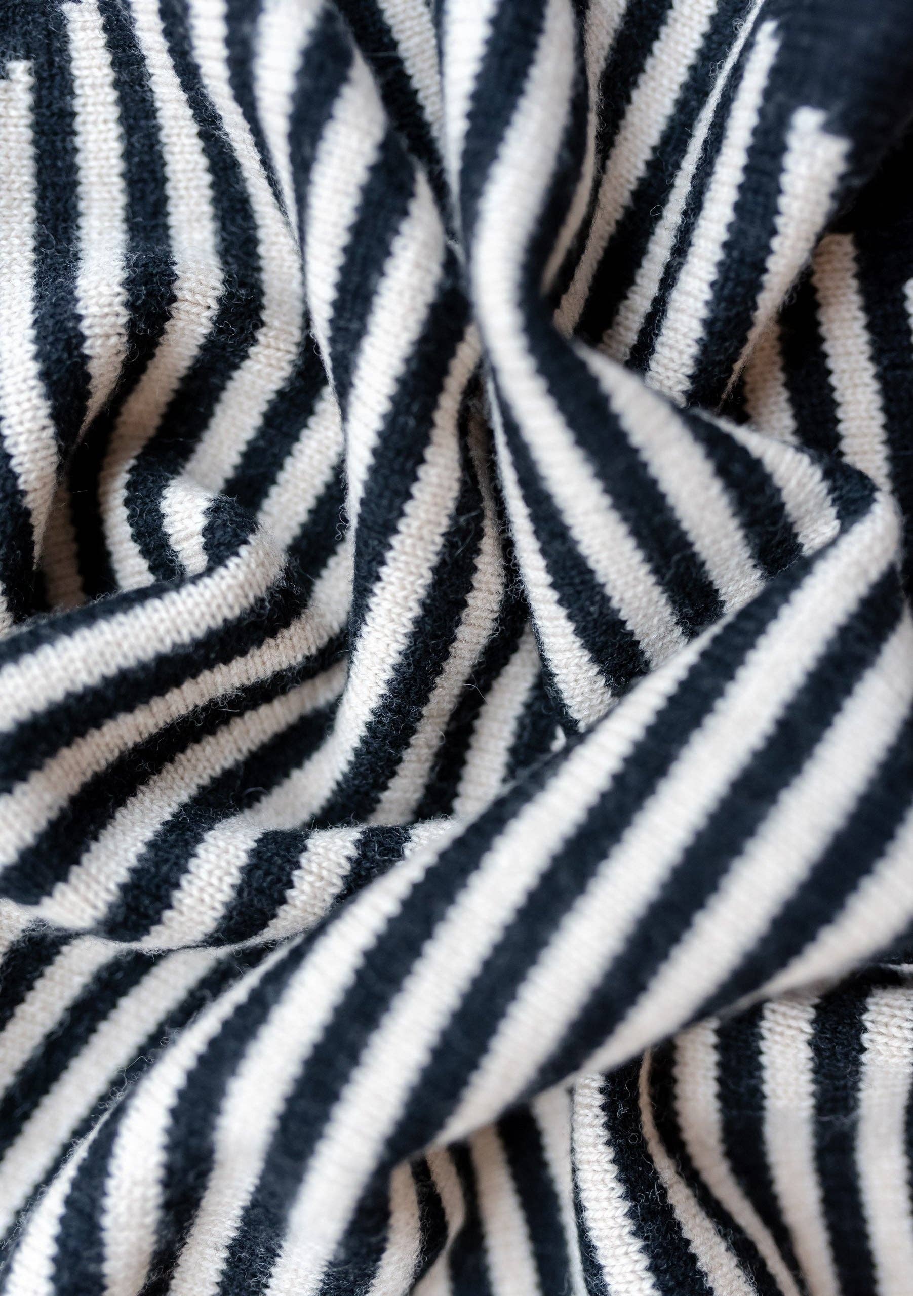 TBCo | Merino Triangle Scarf in Black Stripe