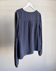 Midnight Layered Ruffle Silk Blouse