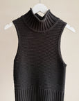 Washed Black Knit Sleeveless Turtleneck - Hey Jude