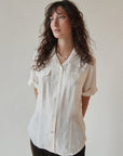 Ivory Silk Utility Button Up