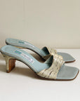Sky Blue Snakeskin Kitten Heels | Size 37.5
