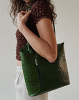 Emerald Textured Convertible Leather Backpack