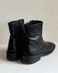 Ink Flat Leather Ankle Boots | Size 36