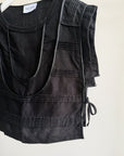 Black Linen Tie Vest