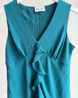 Teal Silk Ruffle Tank