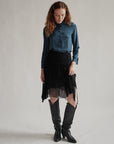 Azure Geometric Silk Blouse