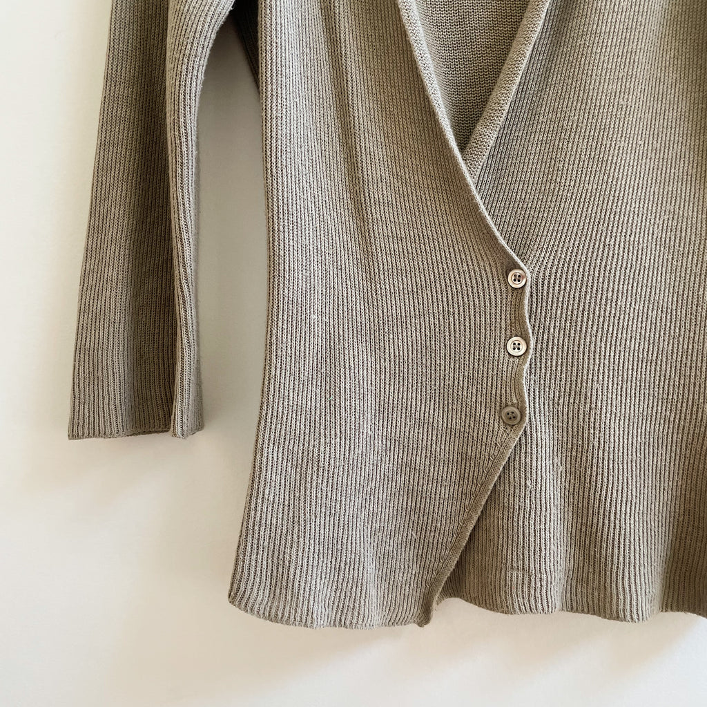 Taupe Fitted Cotton Cardigan