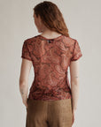 Red Sheer Paisley Tee