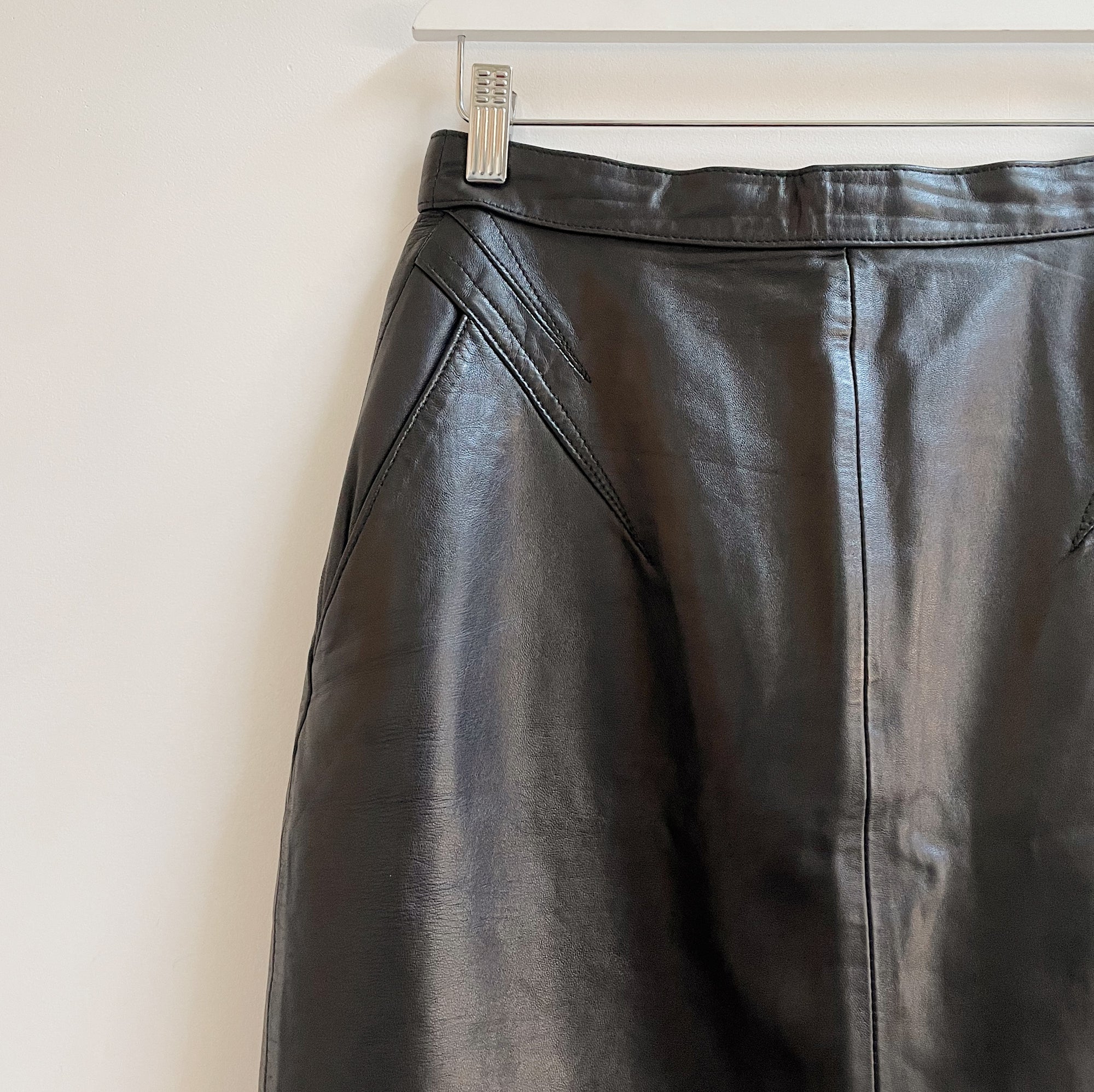 Tourmaline Soft Leather Midi Skirt