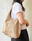 Suede Leather Hobo Bag in Dust
