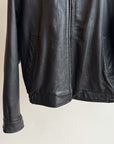 Raven Ribbed Collar Leather Bomber