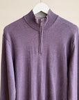 Aubergine Half-Zip Merino Wool Sweater - Hey Jude